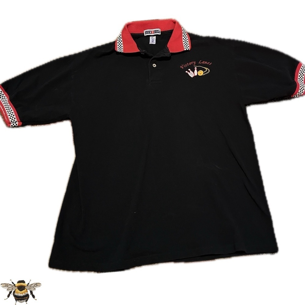 Jerzees Black and Red Polo Shirt